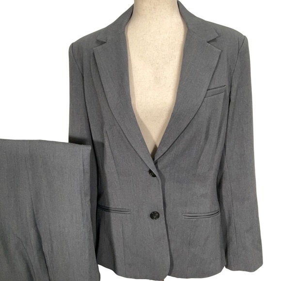 Eddie Bauer Pantsuit Women Blazer 10 Pants 12T Gray Career Neutral Stretch - Picture 1 of 16